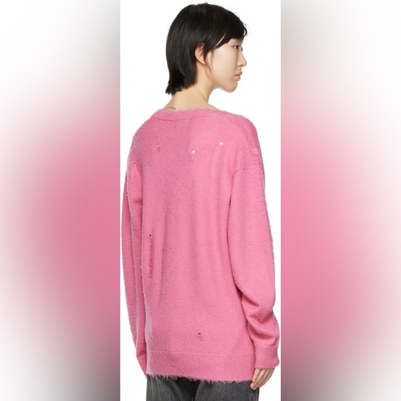 R13 | Shaggy Oversized Distressed Edge Cardigan - Pink - Picture 7 of 10